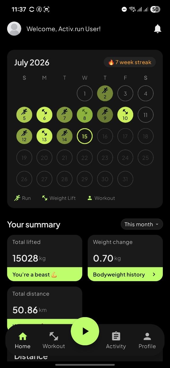 Activ.run app screen